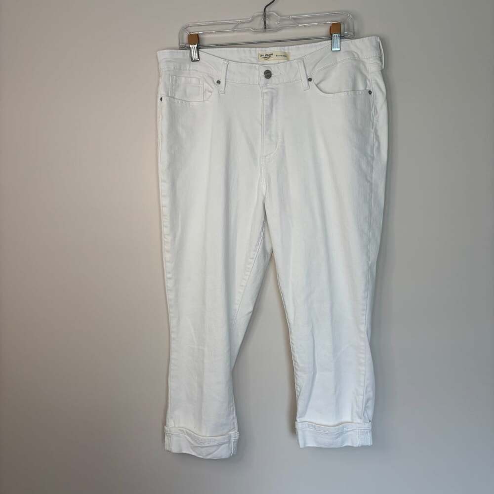 Levi Strauss Signature mid-rise capri womens 16 white cuff stretch denim